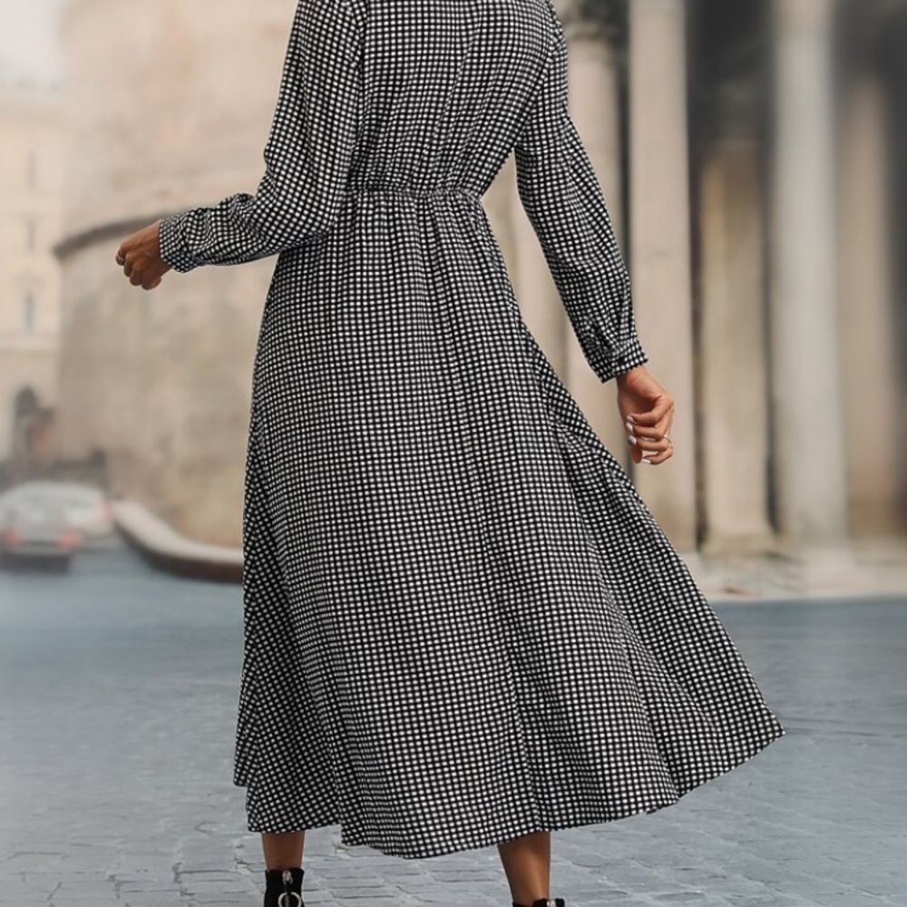 Shein Gingham Print Shirt Dress Without Belt size 4 modesty‎ classic elegant - Picture 3 of 14